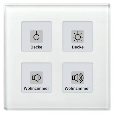 MDT Glastaster 4-fach Plus BE-GT04W.01 | KNX Tastsensor Unterputz | 4 Sensorflächen | LED-Anzeige | Glas glänzend | Weiß