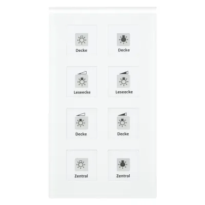 MDT Glastaster 8-fach Plus BE-GT08W.01 | KNX Tastsensor Unterputz | 8 Tasten | LED-Anzeige | Glas glänzend | Weiß