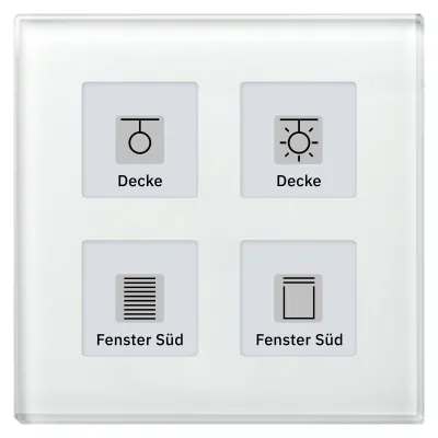 MDT Glastaster 4-fach Plus BE-GTT4W.01 | KNX Tastsensor Unterputz | Temperatursensor | LED-Status | Glas Weiß