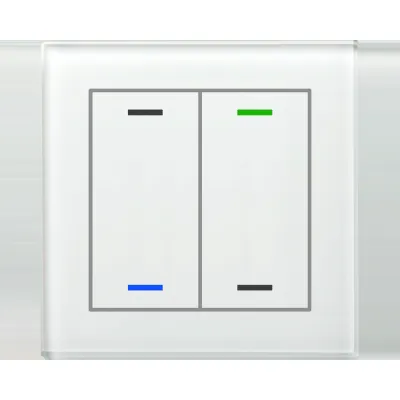 MDT Glastaster II Light BE-GTL2TW.01 | KNX Tastsensor 2-fach | RGBW | Temperatursensor | 4 Sensorflächen | Glas weiß