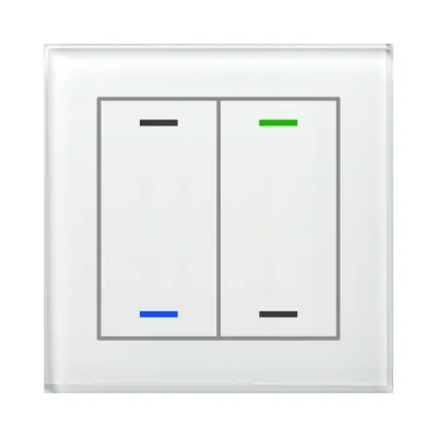 MDT Glastaster II Light BE-GTL2TW.01 | KNX Tastsensor 2-fach | RGBW | Temperatursensor | 4 Sensorflächen | Glas weiß