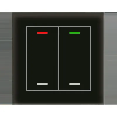 MDT Glastaster KNX II Light BE-GTL20S.01S | 2-fach | 4 Sensorflächen | RGBW-LED | Glas | Unterputz | schwarz