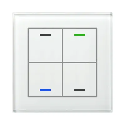 MDT Glastaster II Light BE-GTL40W.01 | KNX Tastsensor 4-fach | RGBW Status-LED | Glas | Unterputz | weiß