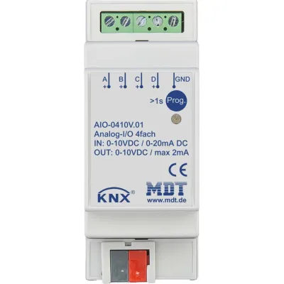 MDT KNX Analogaktor AIO-0410V.01 | 4-fach I/O | REG 2TE | 0-10V umschaltbar | für Lüftungsanlagen, Messdatenerfassung