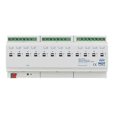 MDT Schaltaktor AKI-1216.04 | KNX 12-fach | REG 12TE | 16A 230V AC | C-Last | getrennte L-Anschlüsse