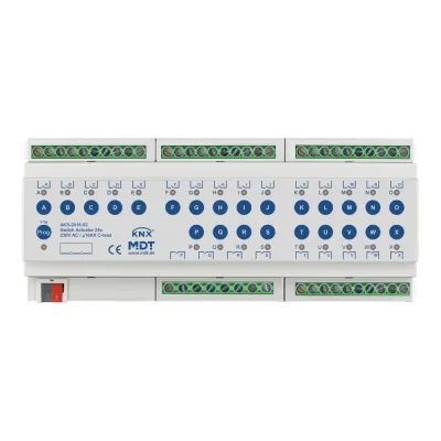 MDT Schaltaktor AKS-2416.03 KNX 24-fach REG 12TE 16A 230V C-Last | getrennte L-Anschlüsse | LED | Handbedienung | IP20