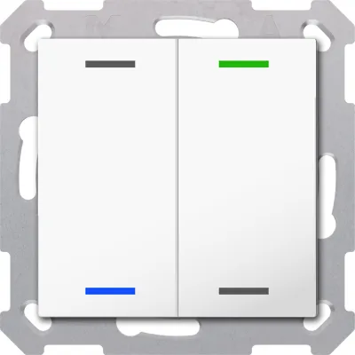 MDT Taster Light 55 BE-TAL5502.01 | KNX Taster 2-fach | RGBW LED | 4 Tasterflächen | Unterputz | glänzend | RAL 9010