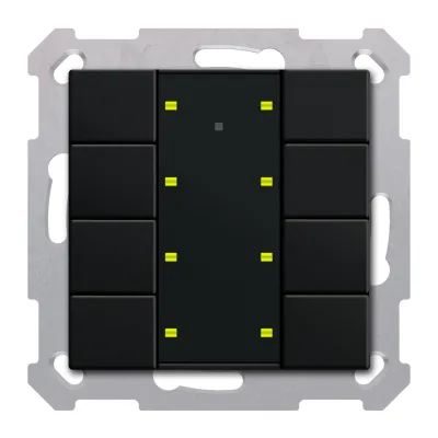 MDT Tastsensor KNX BE-TA55P806.02 | Plus 55 8-fach | Unterputz | LED-Anzeige | Beschriftungsfeld | Schwarz matt
