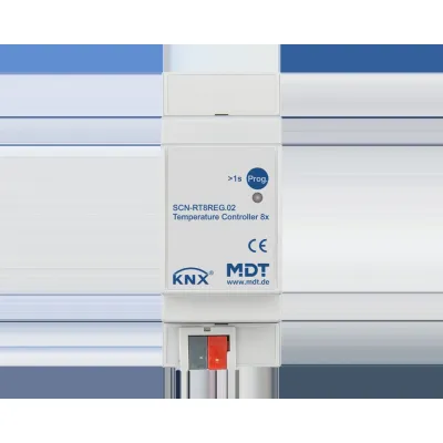 MDT Raumtemperaturregler KNX 8-fach SCN-RT8REG.02 | REG | 2TE | PI/PWM/2-Punkt | Unterputz | Kunststoff grau | IP20