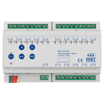 MDT Universalaktor KNX AKU-1616.03 | 16-fach | REG 8TE | 16A | 230V AC | Schalt- & Jalousieaktor | LED je Kanal
