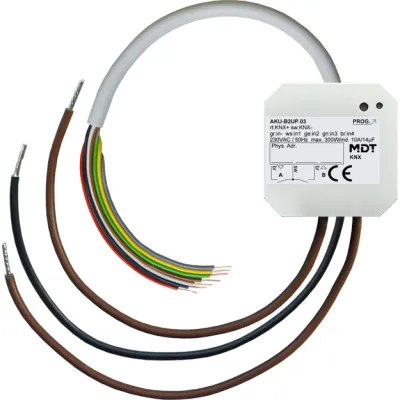 MDT Universalaktor 2-fach UP AKU-B2UP.03 | KNX Schaltaktor & Jalousieaktor | 10A 230V | 2 Ausgänge | 4 Binäreingänge