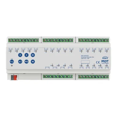 MDT Universalaktor AKU-2416.03 | KNX Schaltaktor 24-fach | Jalousieaktor 12TE REG | 16A 230V AC | Handbetrieb | IP20