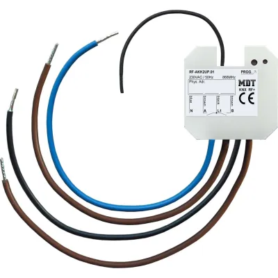 MDT Schaltaktor Unterputz RF-AKK2UP.01 | KNX RF+ Funk 2-fach | 10A 230V AC | System Mode | für ETS5 | 868MHz | IP20