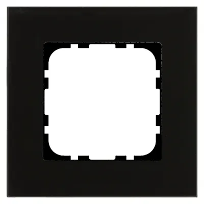 MDT Glasrahmen 1-fach BE-GTR1S.01S | Abdeckrahmen für 55 mm Schalterprogramme | Glas glänzend | schwarz | 92x92 mm