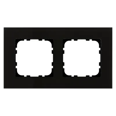 MDT Glasrahmen 2-fach BE-GTR2S.01S | Abdeckrahmen 55 mm | Glas glänzend | Montage horizontal/vertikal | schwarz