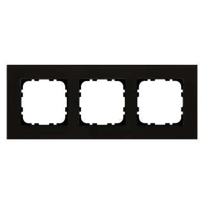 MDT Abdeckrahmen 3-fach BE-GTR3S.01S | Glasrahmen 55 mm Schalterprogramme | schwarz | glänzend | Unterputz | 92x234 mm