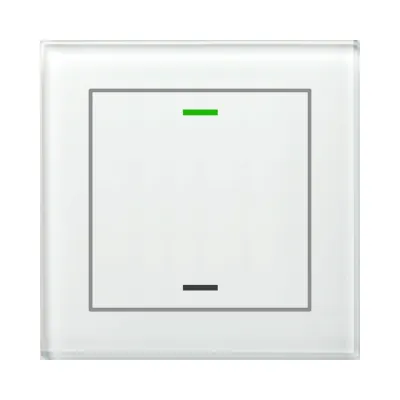 MDT Glastaster KNX BE-GTL1TW.01 | 1-fach Touchschalter | RGBW LED | Temperatursensor | Glas Unterputz | Weiß