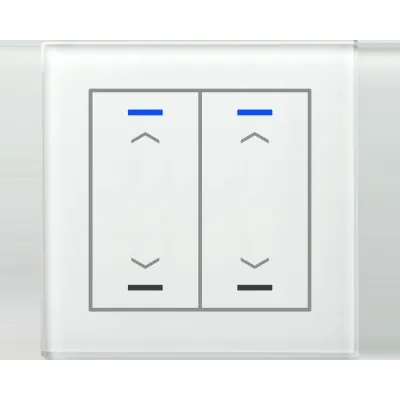 MDT Glastaster II Light BE-GTL20W.A1 | KNX Tastsensor 2-fach | RGBW Status-LED | Jalousie | Auf/Ab Symbole | Glas weiß