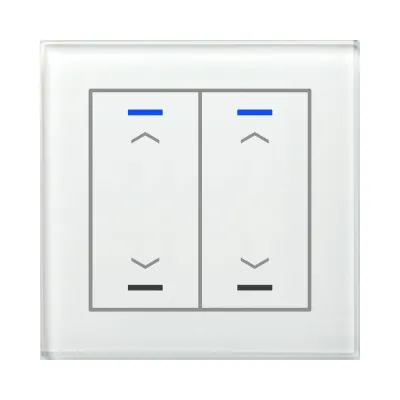 MDT Glastaster II Light BE-GTL20W.A1 | KNX Tastsensor 2-fach | RGBW Status-LED | Jalousie | Auf/Ab Symbole | Glas weiß