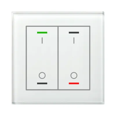 MDT Glastaster II Light BE-GTL2TW.B1 | KNX Tastsensor 2-fach | RGBW | Temperatursensor | Glas glänzend | Weiß