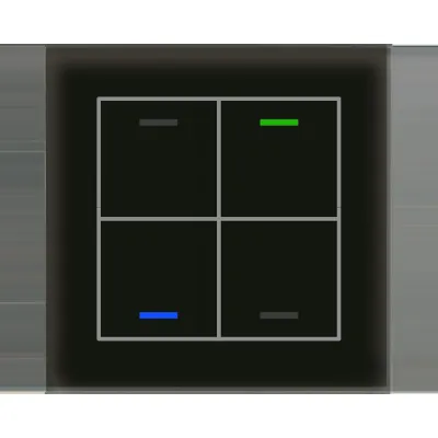 MDT Glastaster KNX Tastsensor BE-GTL40S.01S | 4-fach | RGBW Status-LED | Glas glänzend | Unterputz | Schwarz