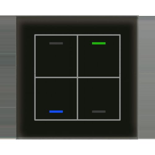Bild: MDTtechno. Glastaster II Light 4-fach RGBW, sw BE-GTL4TS.01S