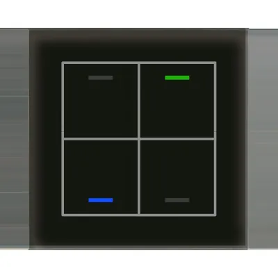 MDT Glastaster II Light BE-GTL4TS.01S | KNX Tastsensor 4-fach | RGBW LED | Temperatursensor | Glas glänzend | Schwarz