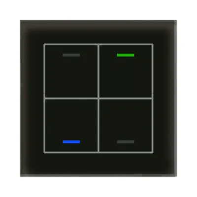 MDT Glastaster II Light BE-GTL4TS.01S | KNX Tastsensor 4-fach | RGBW LED | Temperatursensor | Glas glänzend | Schwarz