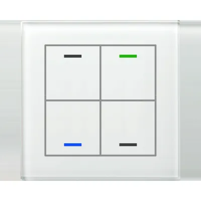 MDT Glastaster II Light 4-fach BE-GTL4TW.01 | KNX Tastsensor Unterputz | RGBW-LED | Temperatursensor | Glas Weiß