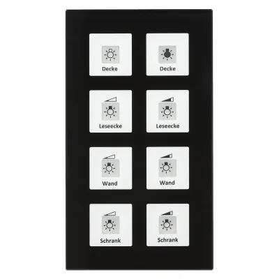 MDT Glastaster Plus BE-GTT8S.01 | KNX Tastsensor 8-fach | Temperatursensor | LED-Status | Unterputz | Glas Schwarz
