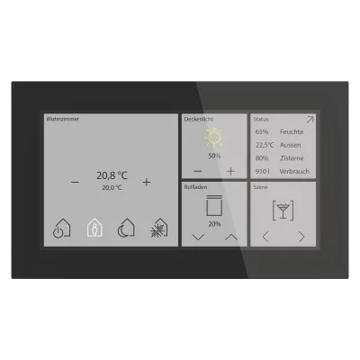 MDT KNX Glas Touch Bedientableau BE-GTS06TS.01S | 6 Zoll Touchscreen | KNX Secure | Aluminium Glas | Unterputz | Schwarz
