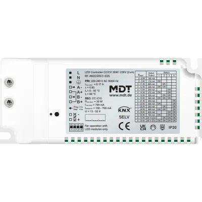 MDT KNX RF+ LED Controller RF-AKD230CC.02S | 2-Kanal | CC/CV 30W 230V | Tunable White | Einbau | max. 700mA | IP20