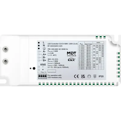 MDT RF-AKD260CC.02S KNX RF+ LED Controller | Dimmaktor 2-Kanal | 60W 230V | CC/CV | Einbau | Tunable White | IP20