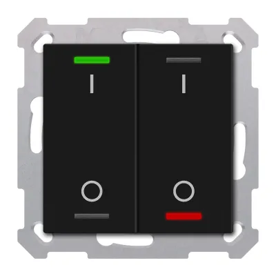 MDT KNX Taster Light 55 BE-TAL550206.B1 | 2-fach Tastsensor | RGBW LED | Unterputz | 4 Tasterflächen | Schwarz matt
