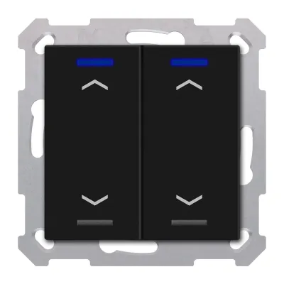 MDT KNX Taster Light 55 BE-TAL55T206.A1 | 2-fach Tastsensor | RGBW LED | Temperatursensor | Unterputz | schwarz matt