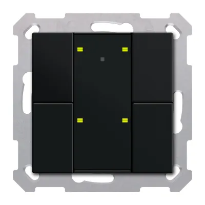 MDT KNX Taster Plus BE-TA55T406.02 | 4-fach Tastsensor Unterputz | Temperatursensor | LED | schwarz matt