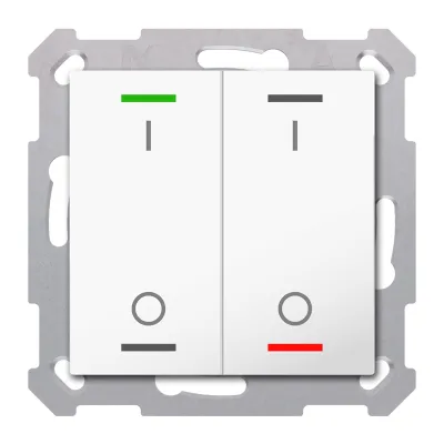 MDT Taster Light 55 BE-TAL5502.B1 | KNX Taster 2-fach | RGBW | Unterputz | 4 Tasterflächen | Reinweiß glänzend