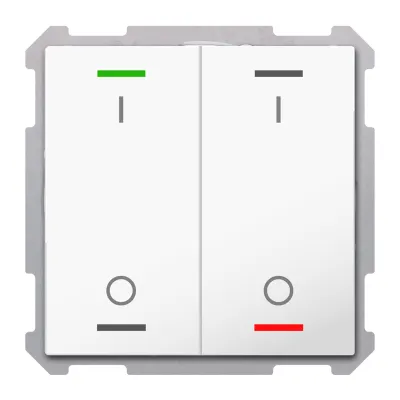 MDT Taster Light 63 2-fach BE-TAL6302.B1 | KNX Tastsensor Unterputz | RGBW LEDs | 4 Tasten | Studioweiß glänzend