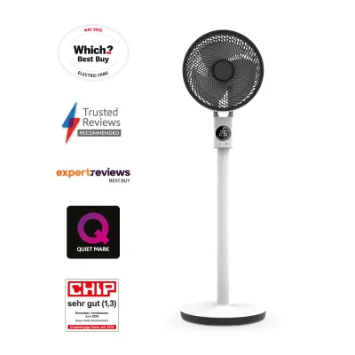 Meaco Standventilator Sefte10PS-EU | Tischventilator flüsterleise 25 dB | 1150 m³/h | 12 Stufen | Fernbedienung | Weiß