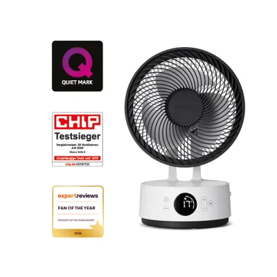 MeacoFan Sefte 8 F-T-8-EU | Tischventilator mit Akku | tragbar & kabellos | 12 Stufen | leise 27 dB | ECO-Modus | weiß
