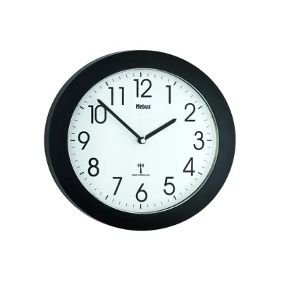 Mebus Funk-Wanduhr 52450 | Präzise Funkuhr | 25cm Durchmesser | Großes Ziffernblatt | Modern | Kunststoff | Schwarz