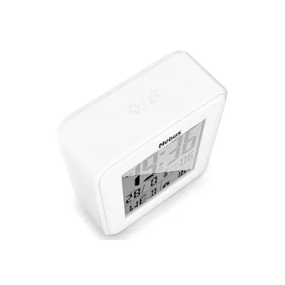 MEBUS Funkwecker digital | 2 Alarmzeiten | Schlummerfunktion | Innentemperatur | Automatische Zeitumstellung | Weiß