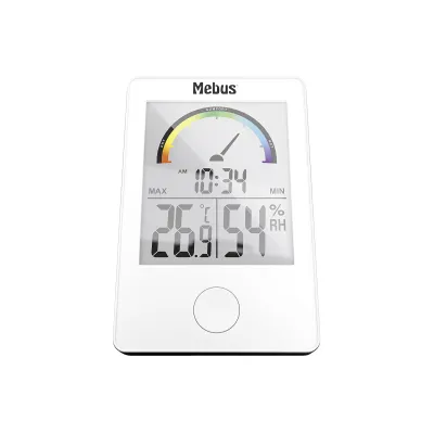 MEBUS Thermometer Hygrometer Digital 11130 | Temperatur °C/°F | Luftfeuchtigkeit | Uhr | Min/Max | Komfortanzeige