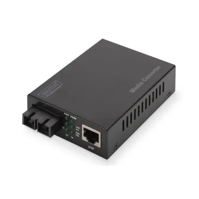 DIGITUS Medienkonverter DN-82120-1 | Gigabit Ethernet SC Multimode | 10/100/1000Base-TX zu 1000Base-SX | 0,5km