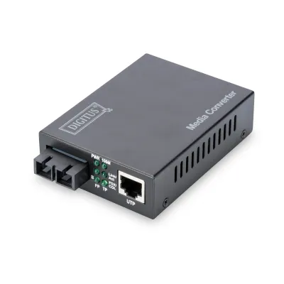DIGITUS Fast Ethernet Medienkonverter DN-82020-1 | 10/100Base-TX zu 100Base-FX | SC Multimode | 1310nm | 2km | Schwarz