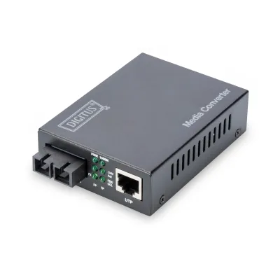 DIGITUS Medienkonverter DN-82121-1 | Gigabit Ethernet 10/100/1000Base-TX zu 1000Base-LX | Singlemode SC | 20km