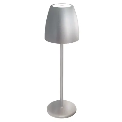 MEGATRON LED Akku Tischleuchte TAVOLA MT68057 | 2W 2700K 200lm | Aluminium | dimmbar | IP54 | 38cm | silbergrau
