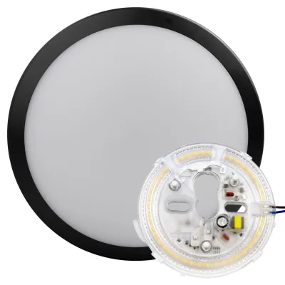 MEGAMAN LED-Deckenleuchte MM77171 | 3200lm | 10-20W | 3000-6500K | IP66 IK10 | Aufputz | 300mm | schwarz