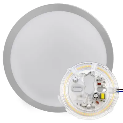 MEGAMAN LED-Decken- und Wandleuchte MM77172 | Aufbauleuchte 300mm | 10-20W | 3200lm | 3000-6500K | IP66 IK10 | silber