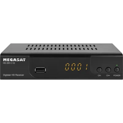 Megasat Kabel-Receiver HD 200 C V2 | DVB-C HDTV | Full HD 1080p | USB Media | HDMI Scart | Energiesparend | Schwarz